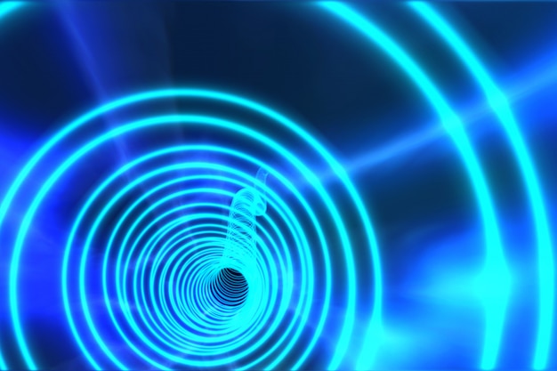 Foto spirale blu con luce intensa