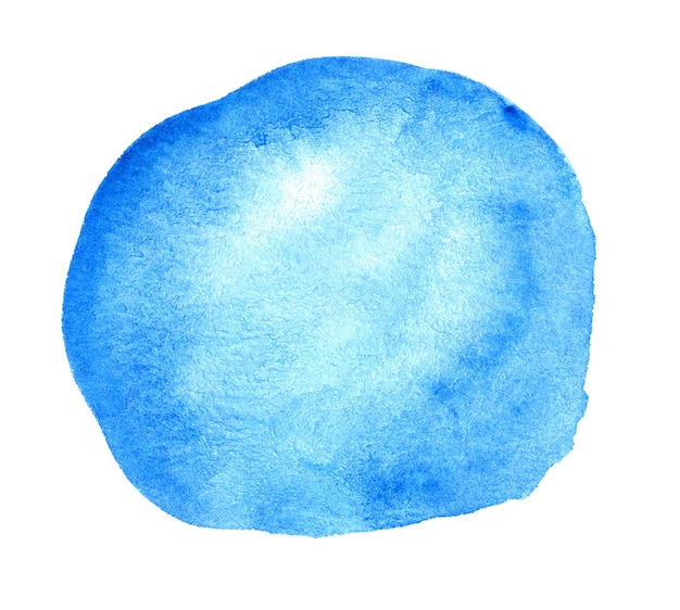 Blue splash watercolor circle backgrund isolated on white