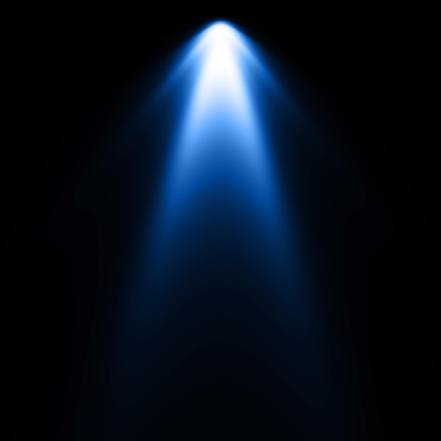 Фото Синий прожектор освещения с черным фоном