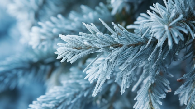 写真 雪のクローズアップの青い杉の枝