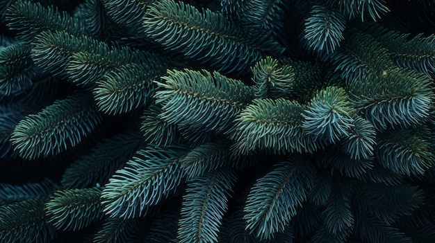 Blue spruce branches Coniferous plant background