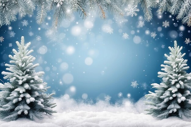 Голубая ель Удовольствие Праздничная рождественская елка Граница с снежинками