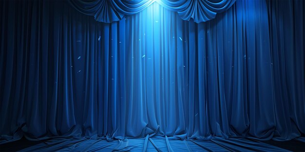 blue stage curtain gradually opens with light