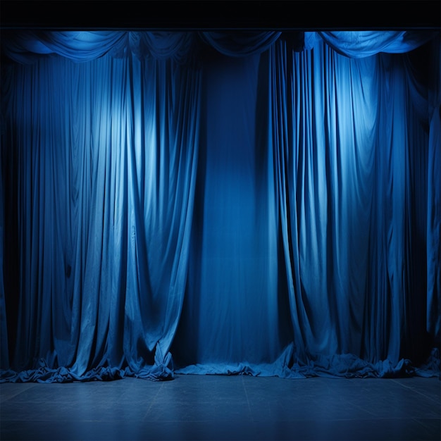 Blue stage curtains