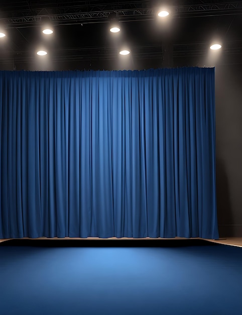 Blue stage curtains