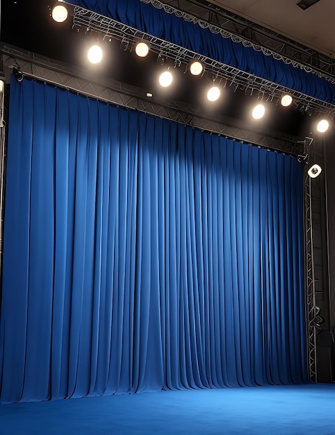 Blue stage curtains