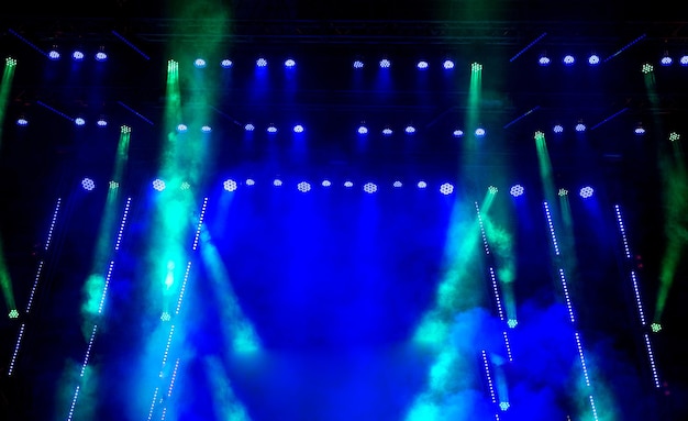 Blue stage lights. illumination with spotlights at a
concert