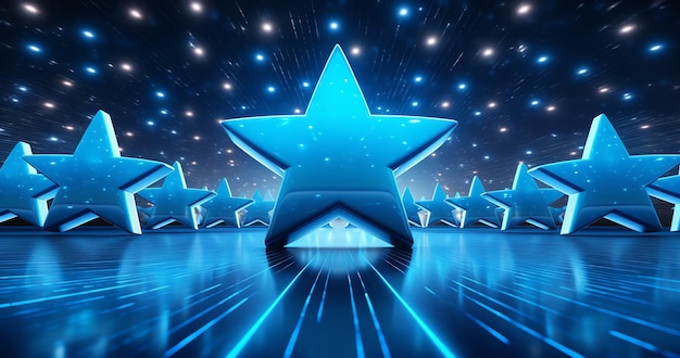 A blue star on a dark blue background
