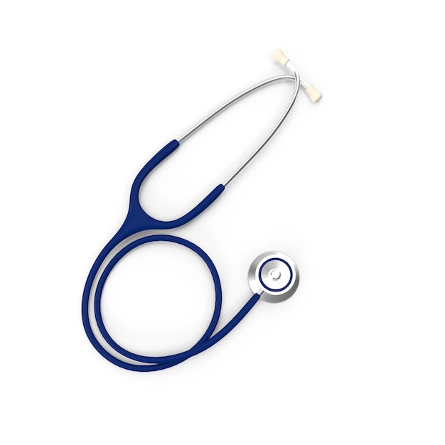 Photo blue stethoscope isolated on white medical concept 3d illustration