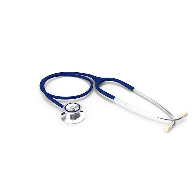 Blue Stethoscope isolated on White Medical Concept 3D illustration