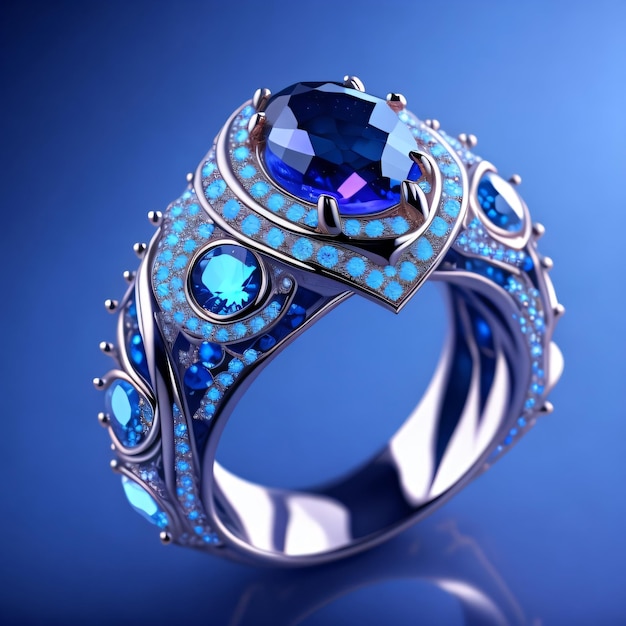 Blue stone with diamond fashionable design gold plated ring for men - –  Soni Fashion®