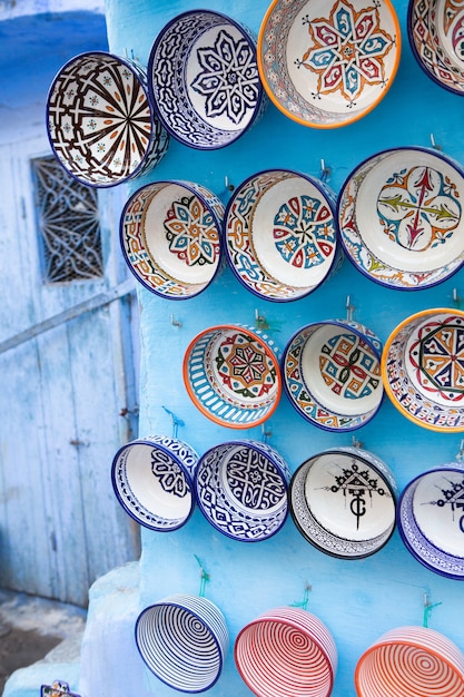 Blue street and houses in Chefchaouen Morocco