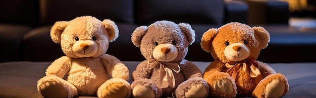 blue stuffed teddy bears sitting next to white background in the style of dark beige and light