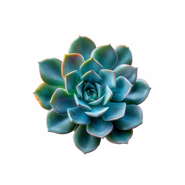 Photo blue succulent on white background generative ai