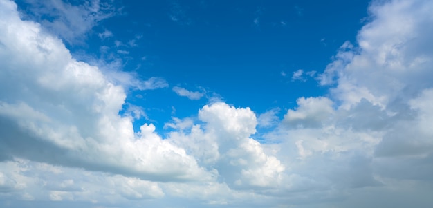 Blue summer sky white cumulus clouds