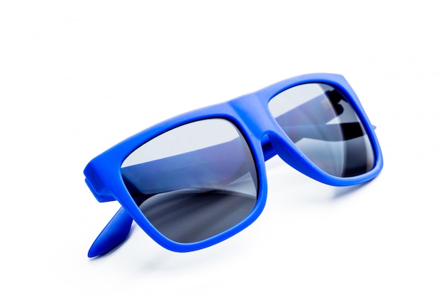 Blue sunglasses isolated on white 