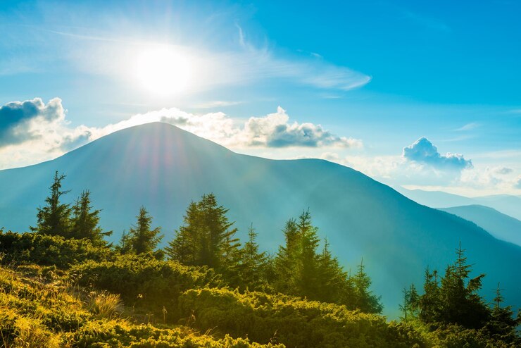 Blue sunset mountains landscape
