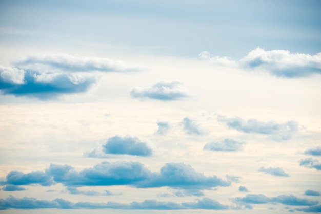 Blue sunset sky background with white clouds