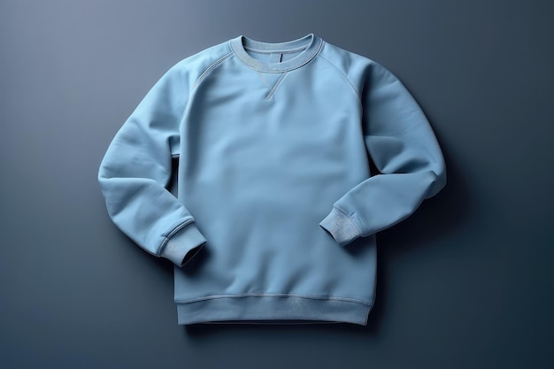 blue sweatshirt on gray background Mock up for advertising