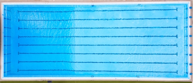 Blue swimming pool with lines of water