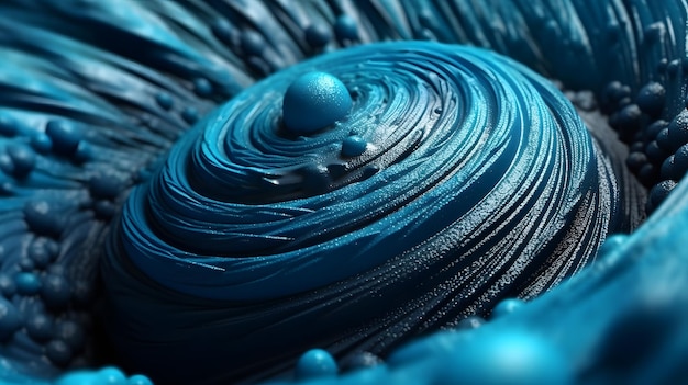 Foto un vortice blu con dentro una goccia d'acqua