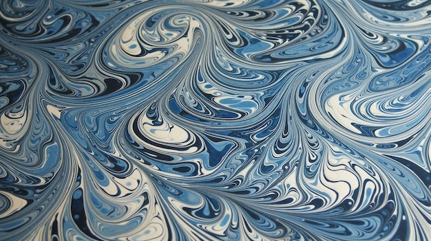 Blue swirls marbled paper design AI generated