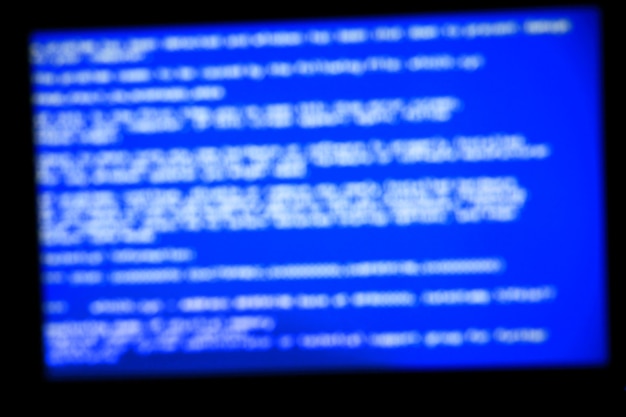 Photo blue system crash screen. defocused background