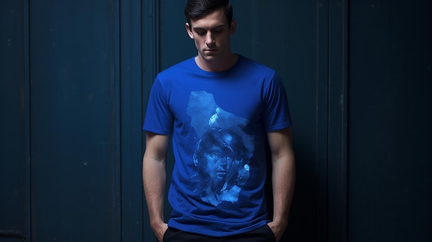 Photo blue t shirt mockup