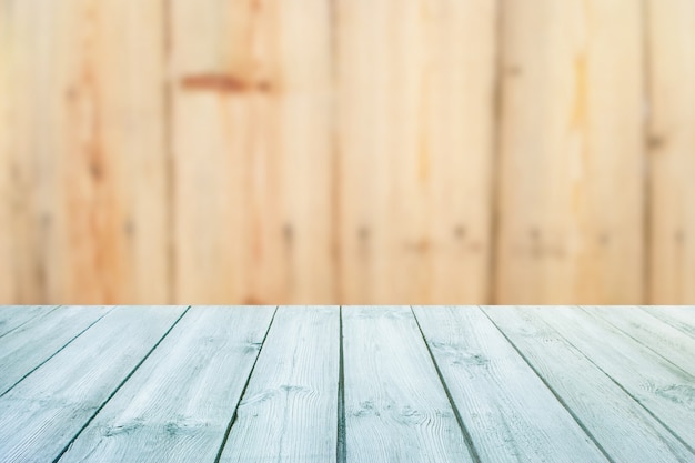 Photo blue table on blurred background texture wood