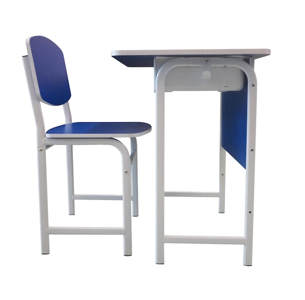 Photo blue table set with white background