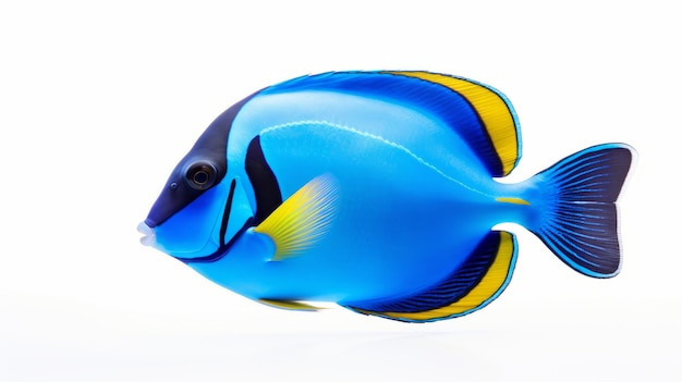 Blue Tang Vibrant Tropical Fish On White Background