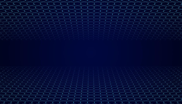 Blue Techno Grid Dark abstract background with digital dots creating a futuristic and metallic