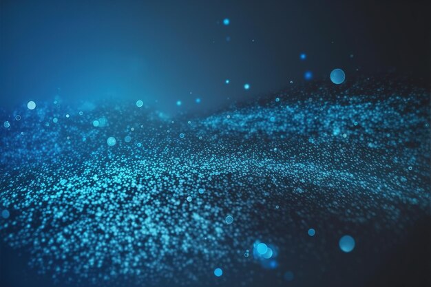 Blue technology abstract background with floating 3D particles texture