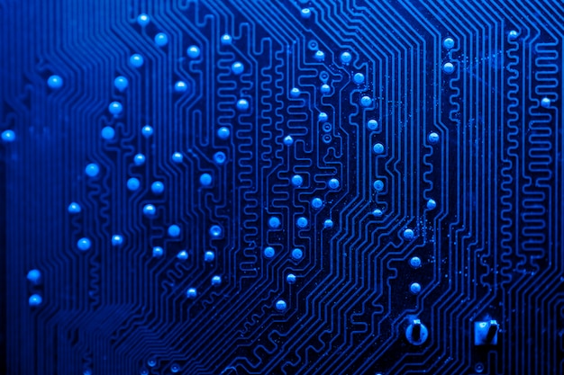 Photo blue themed circuit board close-up