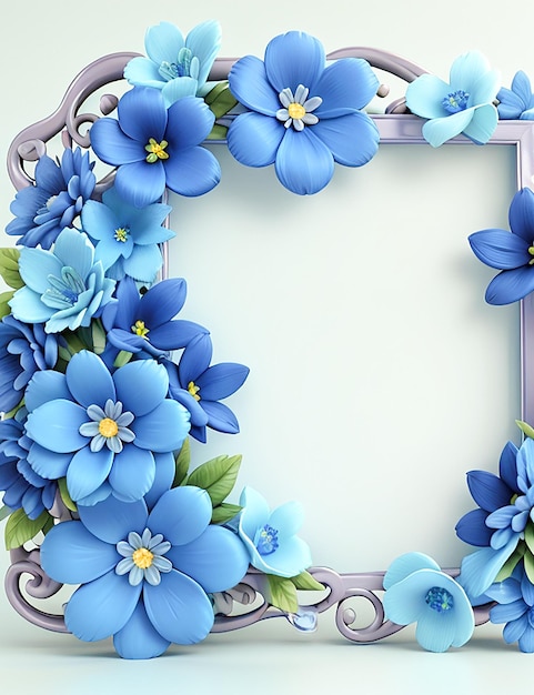 Blue themed greeting card with florals generate by