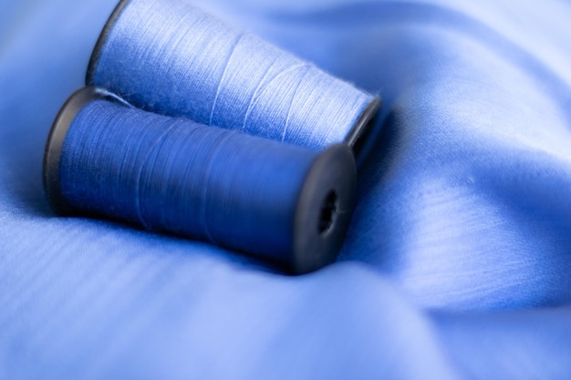 blue threads on blue fabric