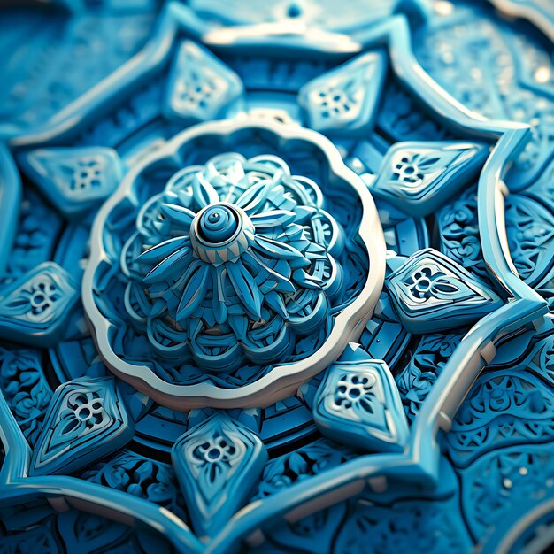 A blue tile with a flower design on it