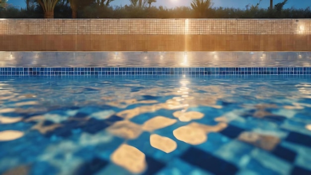 Blue tiled swimming pool background