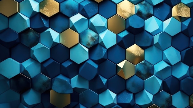 Blue tones polygon background with chaos