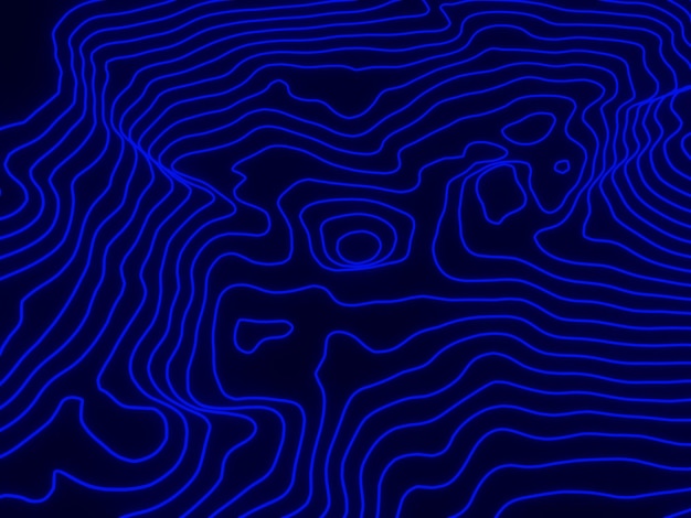 Blue topographic terrain Contour line map