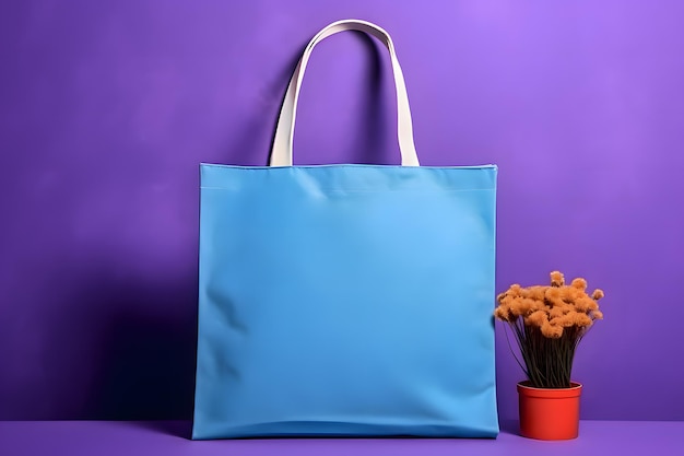 Blue Tote Bag Mockup on a background Bag mockup template