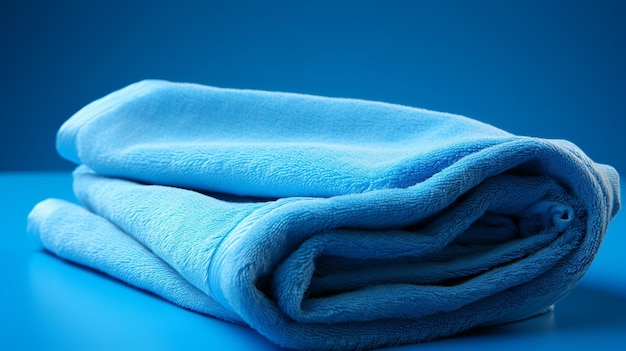 Blue towel on blue background