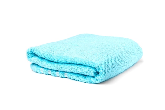 Blue towel isolated on a white background