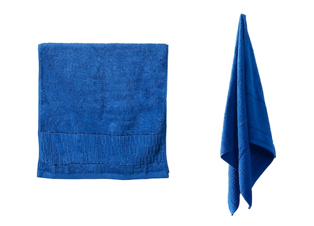 Blue towel on white background