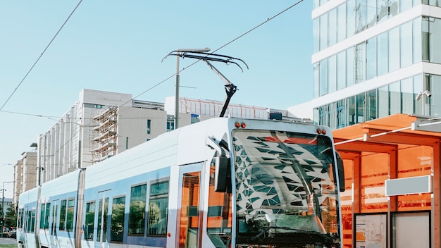 Blue Tram In Oslo, Norway