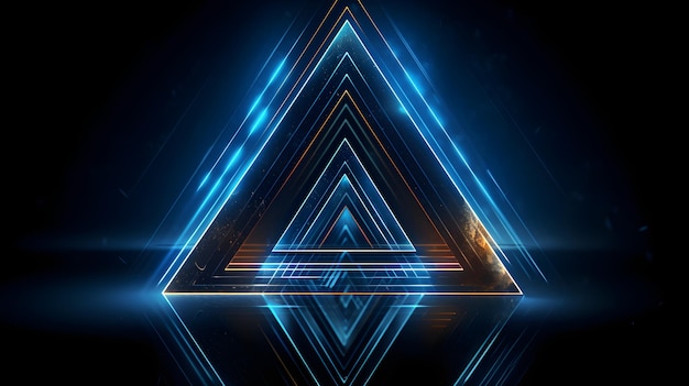 A blue triangle on a black background