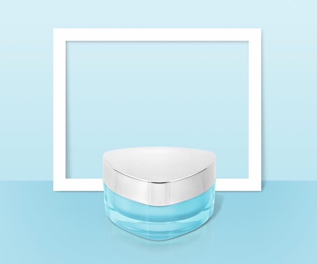 blue triangle cosmetic jar with frame