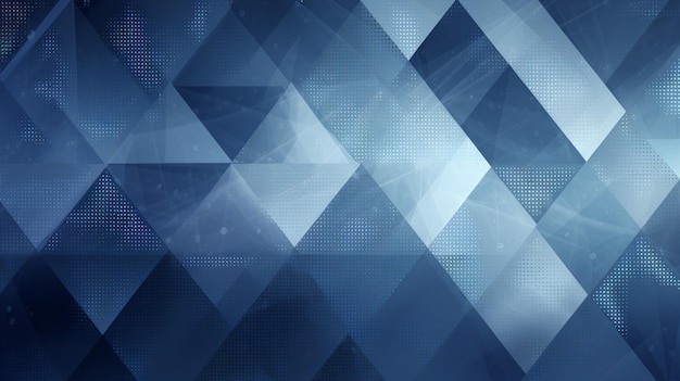 Blue triangle shapes polygonal geometric mosaic grid abstract and waves background generative AI