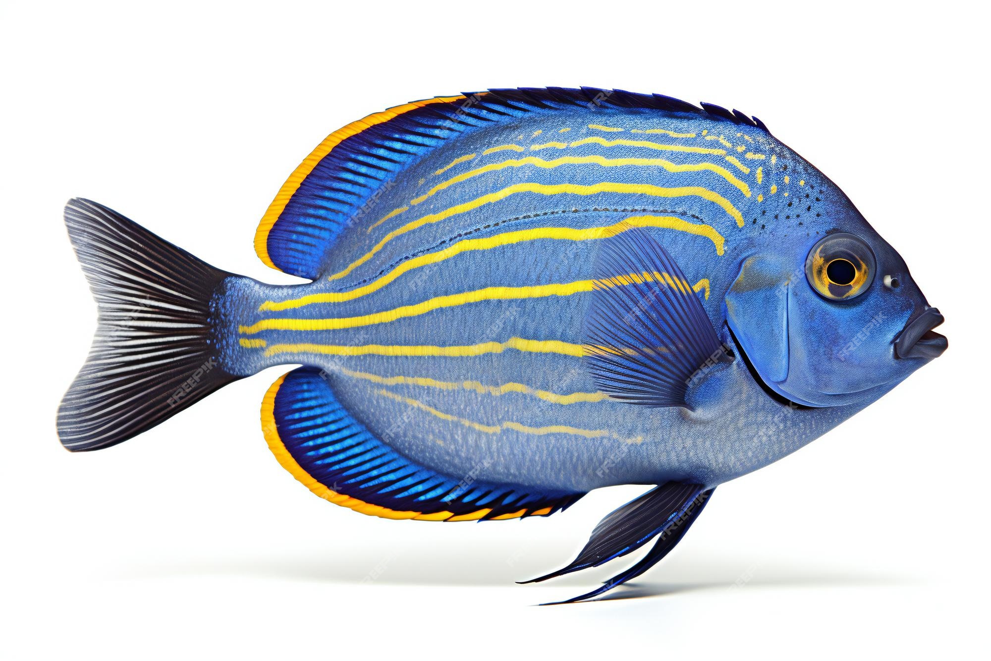 Premium Photo | A blue tropical fish isolated on white background