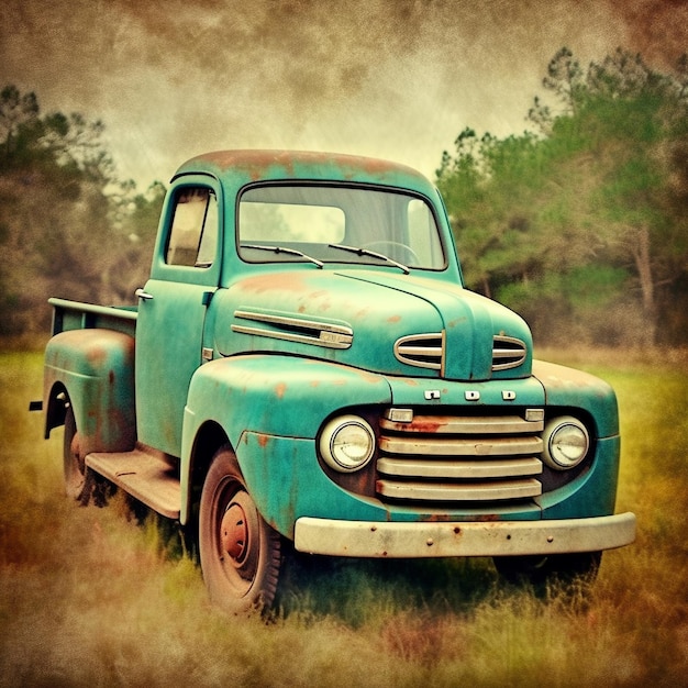 a blue truck with the word " old " on the front.